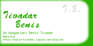 tivadar benis business card